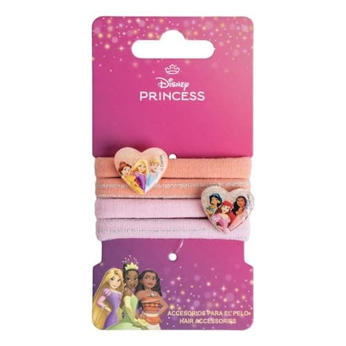 Image of Disney Princess Hair Elastic Ties – 4-Piece Set for Ponytails & Buns, Seamless, No Damage Bands Hair Accessories for Women & Girls, High Elasticity & Comfortable Hold for All Hair Types
