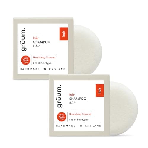 Image of grüum Twin Pack Nourishing Shampoo Bar 50g - Solid Shampoo Bars for Hair Up to 60 Washes - Plastic Free Vegan Bar for Men & Women - Paraben Free Rich Lathering Bars for All Hair Types