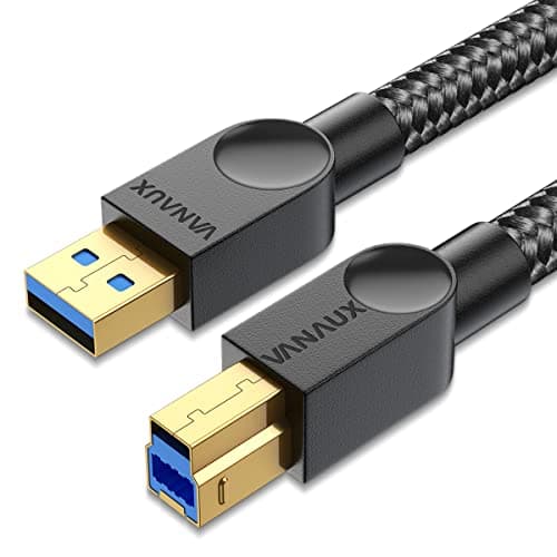 Image of VANAUX USB 3.0 Cable B Male to USB A Data Cable USB 3 Type B Cord Compatible with Docking Station, External Hard Drivers, Scanner and More-Black (33feet/10m)