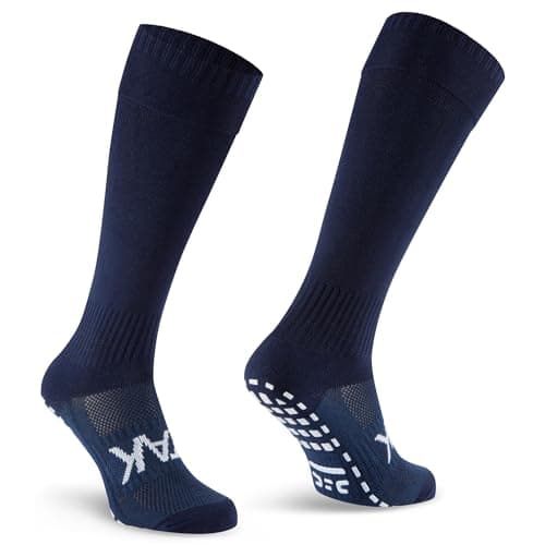 Image of WackySox - ATAK Sports Unisex Grippy Long Knee Length Socks - Sport Socks for Men & Women, Comfortable Men's Athletic Socks, Ideal for Rugby/Hockey/Football/Basketball/Cycling - Navy Blue, 9-12