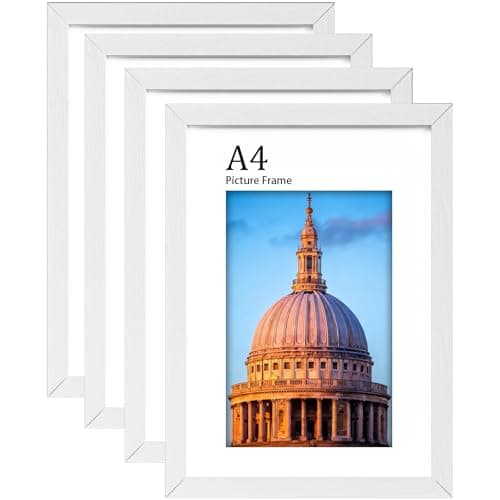 Image of LVAOUO A4 Wooden Picture Frames Set, 4-Pack, 21 x 29.7cm Versatile Black A4 Frame, Supports Landscape or Portrait Orientation, with Plexiglass and Stand, Wall-Mountable and Desk-Ready