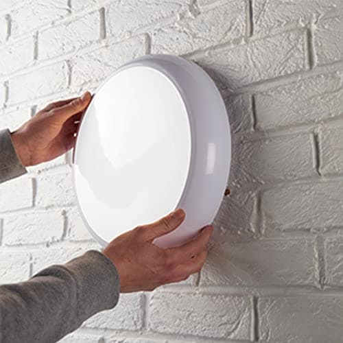 Image of LED 2D White Bulkhead 18W Round IP65 CCT Selectable Tri Colour Ceiling & Wall Light in White