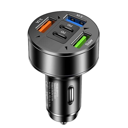 Image of Car Charger Usb, 100W 5 Port Car Fast Charger Adapter With Voltmeter, Cigarettes Lighters Adapter, PD3.0 Fast Auto Charge For Mobile Phone, Tablet, Laptop, Charge Multiple Devices, Save Charging Time