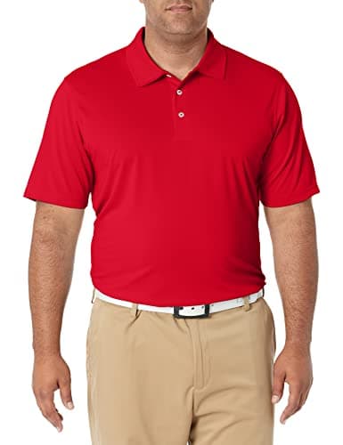Image of Amazon Essentials Men's Golf Polo Shirt, Quick Dry, Short Sleeve, Cherry Red, L