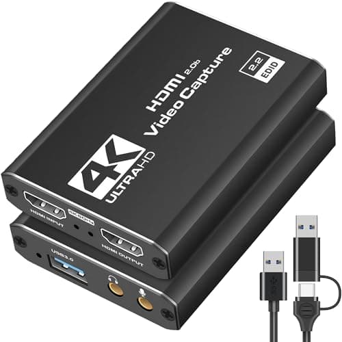 Image of 4K HDMI Capture Card for Streaming, 4K 30Fps HDMI Video Capture Card, USB 3.0 Capture Card with Microphone, for Gaming/Live Streaming/Video Conference, Works for Switch/PS5/Camera ect-8CM