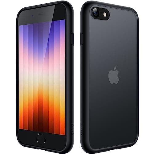 Image of JETech Matte Case for iPhone SE 3/2 (2022/2020), iPhone 8/7, 4.7-Inch, Shockproof Military Grade Drop Protection, Frosted Translucent Back Phone Cover, Anti-Fingerprint (Black)