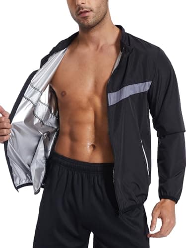 Image of LAZAWG Sauna Jacket for Men Sweat Body Shaper Slimming Fitness Plus Size Sauna Shirt Mens Sweat Suits Exercise Gym Running