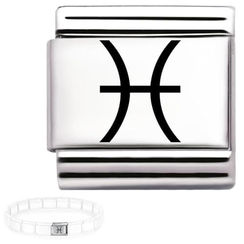 Image of Andska Zodiac Charm for Italian Bracelet 9mm Steel Horoscope Star Sign Link Aries Taurus Gemini Cancer Leo Virgo Libra Scorpio Sagittarius Capricorn Aquarius Pisces (Pisces charm)