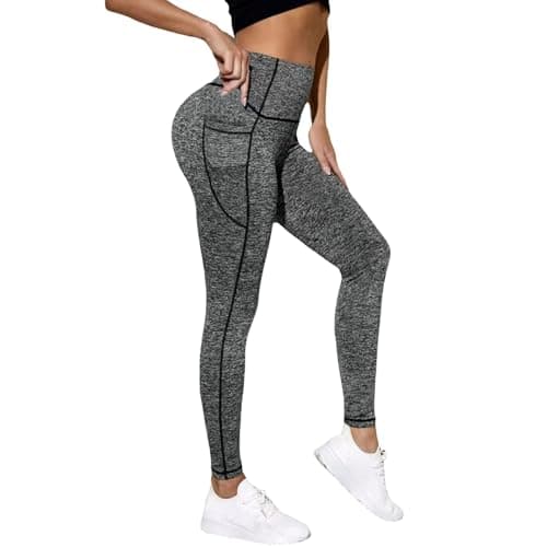 Image of Generisch Women's Yoga Trousers, Thick Yoga Trousers with High Waist and Pockets for Workouts, Running, Yoga Leggings for Women, gray, M