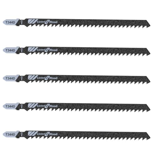 Image of 5PCS Jigsaw Blades Wood T Shank Jigsaw Blades T344d 6 Inch Long Jigsaw-Blade High Carbon Steel Jig Saw Blade Assorted Replacement Jigsaw-Blade for Cutting Wood Metal Hardwood Pvc Plastic