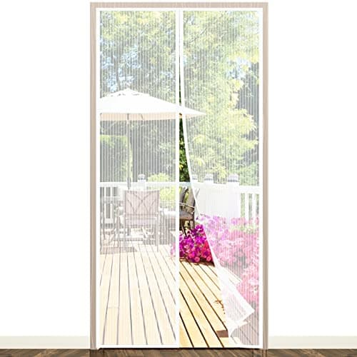 Image of Magnetic Fly Screen Door, EGNBU Anti Mosquito Fly Curtain Door Screens Nets, Top-to-Bottom Seal Snaps Shut Automatically, Keep Fresh Air in&Bugs Out, Install without Drilling (90x210cm White)