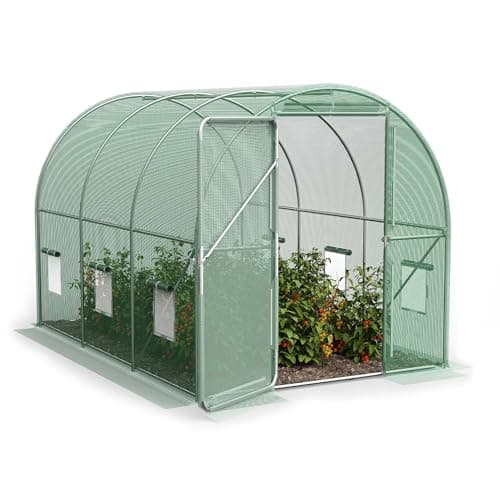Image of VonHaus Polytunnel Greenhouse – 2 x 3m Walk in Poly Tunnel Tent – 6m² Heavy Duty Weatherproof Green House for Garden and Outdoor with Roll-up Mesh Windows, Galvanised Steel Frame and Hinged Door