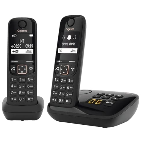 Image of Gigaset A694 AM DUO - Two Cordless DECT Telephones with an Answering Machine - Large Phonebook - Intuitive Use, Black [UK Version]