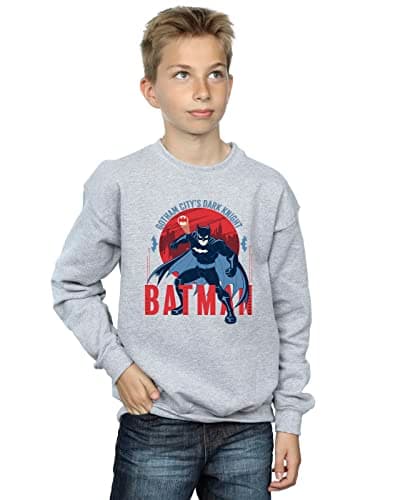 Image of Absolute Cult DC Comics Boys Batman Gotham City Sweatshirt Sport Grey 9-11 Years