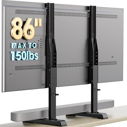 Image of Universal Table Top TV Stand Base Replacement for Most 24 to 86 Inch LCD LED TVs, 7 Height Adjustable TV Legs with Cable Management Hold up to 68kg, Max VESA 800x600mm, Black AX10TB01