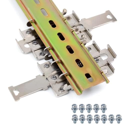 Image of Din Rail Mounting Clip, LNSYSNS 2 Pieces Brackets Solid State Relay with 12 Screws, 200 × 35 mm Din Rail Slotted, for Connecting Circuit Boards and Electronics