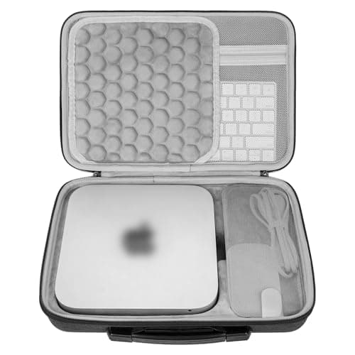 Image of GEEKRIA Hard Travel Case, Compatible with Apple 2023/2020 Mac mini Desktop and Fit for Magic Keyboard, Magic Mouse Carrying Case (Dark Gray)