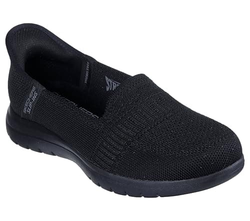 Image of Skechers Women's On-The-Go Flex Camellia Slip-On Sneakers, Black Textile, 4 UK