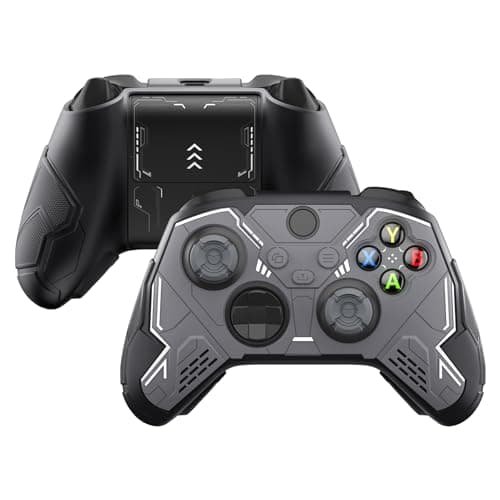 Image of playvital Stellar Mecha Silicone Cover Skin for Xbox Series X/S Controller, Anti-slip Grip Protector with Thumb Grips & Sticker for Xbox Core Wireless Controller - Black & Gunmetal Gray