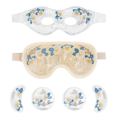 Image of Cooling Gel Eye Mask Set - Ice Face Mask with Eye Holes and Plush Backing, Cold Hot Eye Compress and Reusable Cooling Pads for Eyes Puffiness, Migraine Headache, Dark Circles, Dry Eyes (4 PCS)