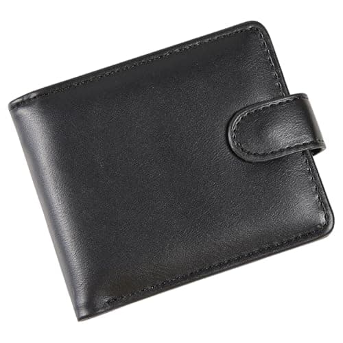 Image of FveVqe Mens Wallets, Wallets for Men UK Blocking Genuine Leather Bifold with Coin Pocket, ID Window, 4 Card Slots – Black Wallet for Daily Use | Minimalist RFID Wallet for Men UK Gift-Ready