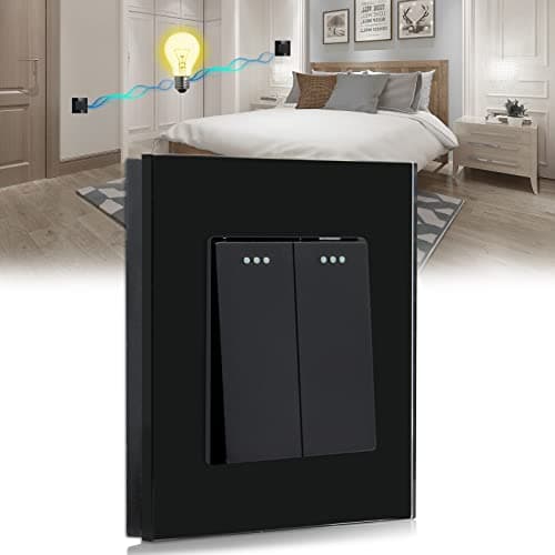 Image of BSEED Light Switch 2 Gang 2 Way,Glass Light Switches,Screwless 10A Rocker Tactile Wall Switch,Black Crystal Toggle Switch
