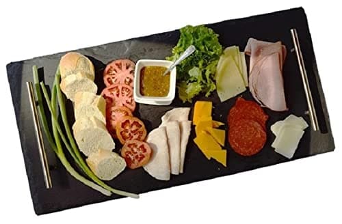 Image of SuperGift.com Slate Serving Tray/Platter with Handles for Kitchen Buffet Food Serving (Small Tray)