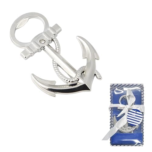 Image of Nautical Bottle Opener with Anchor Shape, Beer Opener for Weddings and Parties, Portable Metal Tool for Favors and Gifts, Suitable for Beer Lovers, Stylish and Sturdy for All Occasions