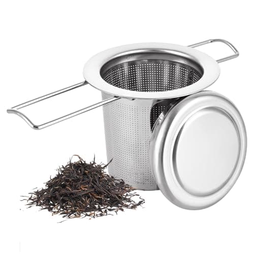 Image of ASelected Tea Infuser,304 Stainless Steel Fine Tea Strainer with Lid and Foldable Handle,Tea Filter for Teapots Cups Mugs to Brewing Steeping Loose Tea and Coffee, 1 Pack
