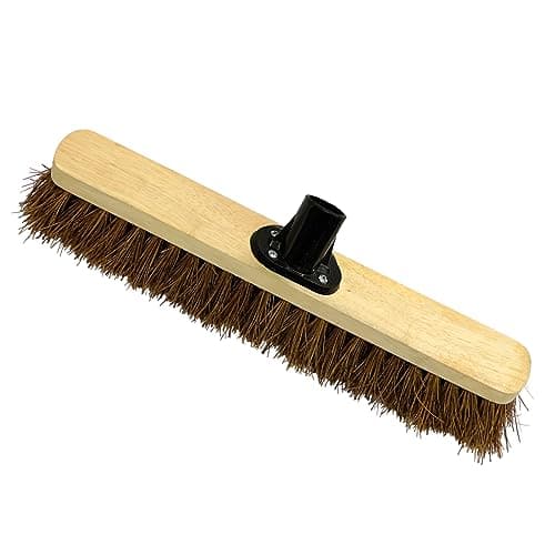 Image of EDS 18” Garden Broom Head Only Outdoor Natural Bassine Hard Bristle Broom with Durable Support Bracket Yard Brush Heavy Duty Broom Outdoor Stiff Sweeping Yard (PACK OF 1)
