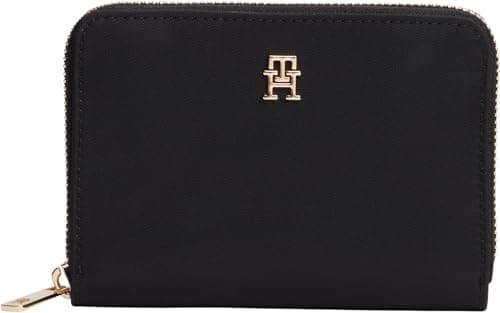 Image of Tommy Hilfiger Women's TH ICON MED ZA NYLON AW0AW17741 Zip Around Wallet, Black (Black), One Size