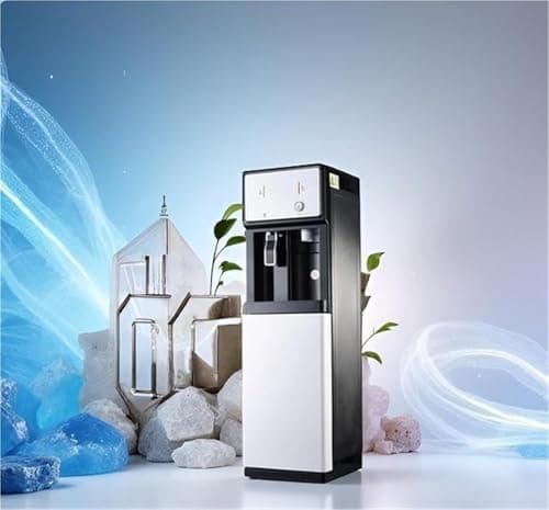 Image of MESOVFCA Freestanding Mains Fed Unit Floor Standing Water Cooler Ice and warm Dual Function Ideal for Home Office Water Tea Coffee Drinking fountain,001,105cmx31cm