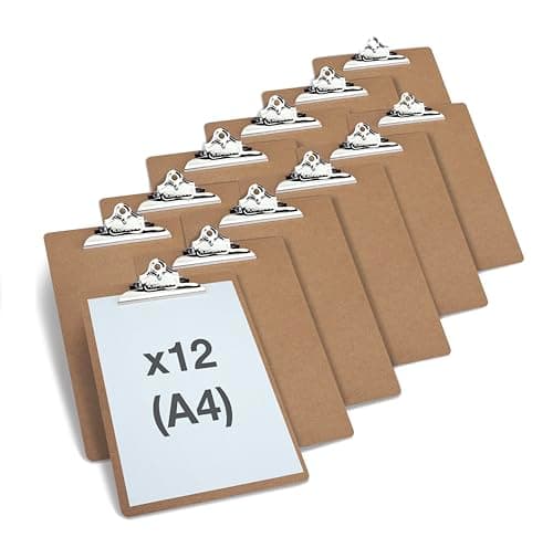 Image of Rapesco 1521A Business Pack: 12 Heavy Duty Hardboard Clipboards, A4, Brown