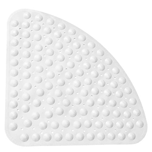 Image of Bathsafe Sector Rubber Corner Shower Mat Anti-slip Quadrant Bath Mat Anti-Bacterial Suction Mat for Shower or Tub,Non-slip Bathtub Mat,53x53CM,Solid White
