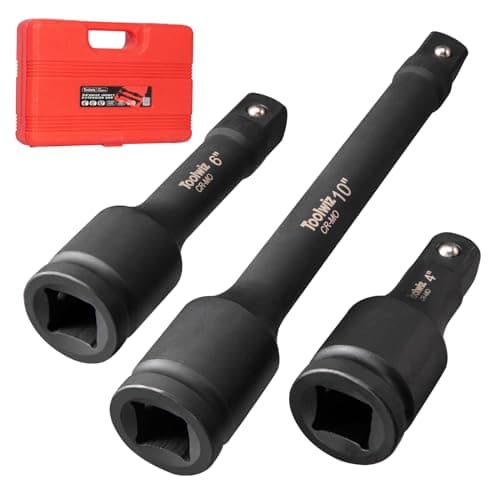 Image of Toolwiz 3/4” Drive Impact Extension Bar 4”, 6”, 10” (3 Piece) Cr-Mo Steel, Expand the Range of Impact Drivers, Organized in PVC Box - Black 3/4 Ratchet Wrench Extension Bar Socket Set