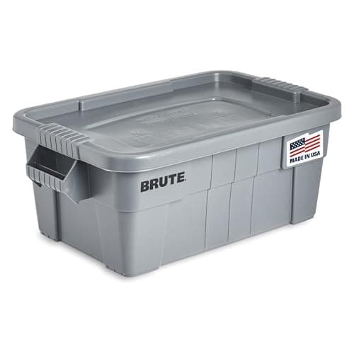 Image of Rubbermaid 53L BRUTE Tote with Lid - Grey