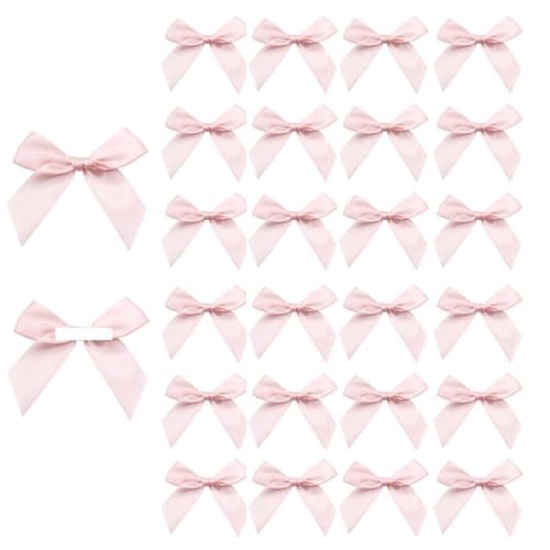 Image of 30PCS Pink Mini Bows, Satin Ribbon Bows with Sticky Gel Pads, 8CM x 8CM Self Adhesive Bow for Gift Wrapping, Christmas, Birthday Party, Wedding Decorations, Craft, Bakery, Candy Bags(Peach Pink)