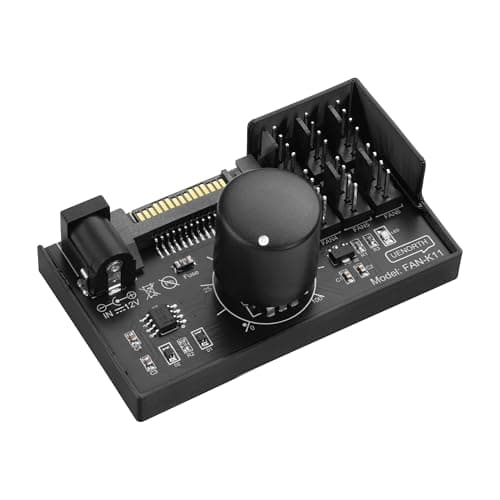 Image of SinLoon 4 Pin PWM Fan Controller Hub - Supports 6 Fans, SATA/DC5525 Dual Power, with Speed Control Knob, Max 60W 5A Output, PC Case Fan Speed Adjuster