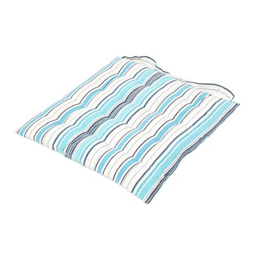 Image of HOMESCAPES Blue Stripe Seat Pad Cushion for Dining Chairs 100% Cotton Chair Pad with Straps 40 x 40 cm ″New England″ Design