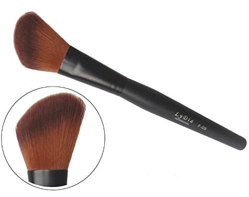 Image of LyDia professional black angled long mineral face loose powder blusher cosmetic makeup brush F-09