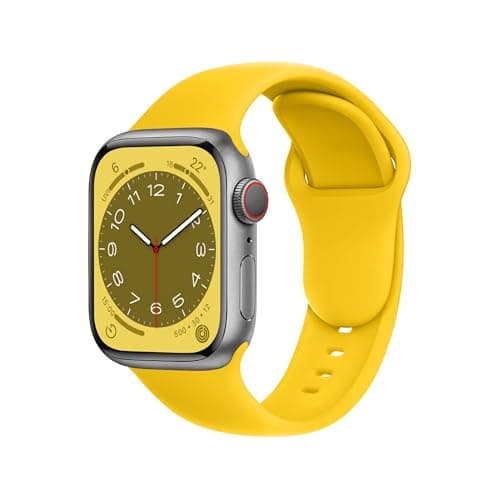 Image of ELETTRONEO SBC1 Straps for Apple Watch Band Silicone series Ultra 3 2 49mm, Series 11 10 46mm, 9 8 7 45mm 41mm, SE 6 5 4 44mm 40mm, 3 2 1 42mm 38mm Men Women iWatch, Lemon Yellow