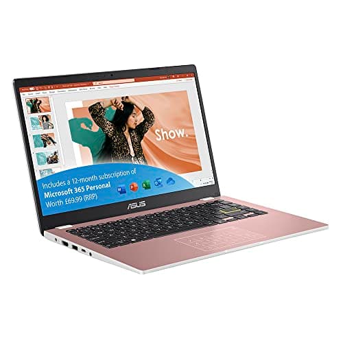 Image of ASUS Vivobook 14 E410MA 14" Full HD Laptop (Intel Celeron N4020, 4GB RAM, 64GB eMMC, Windows 11 S Mode) Rose Pink (Renewed)
