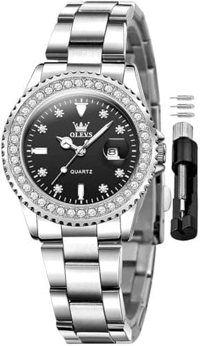 Image of OLEVS Ladies Watch Diamond Dress Quartz Analog Female Watches Stainless Steel Two Tone Waterproof Luminous Day Date for Womens Wrist Watch Gift
