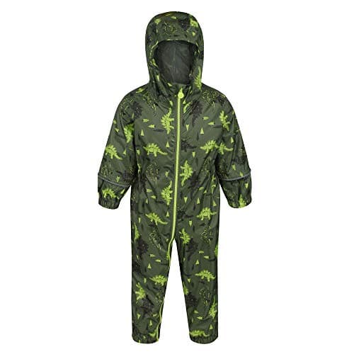 Image of Regatta POBBLE Waterproof and Breathable Printed Jumpsuit, Cypress green, 6-12 Months