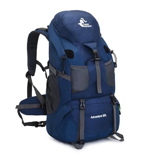 Image of Bseash 50L Hiking Backpack, Water Resistant Lightweight Outdoor Sport Daypack Travel Bag for Camping Climbing Touring (Navy Blue - With Shoe Compartment)
