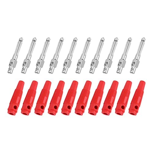 Image of ZJchao 10Pcs 4mm 7Pin Banana Plug Copper 1000V 32A Stackable Male Plugs with Screw Tight Soft Sleeve (Red)