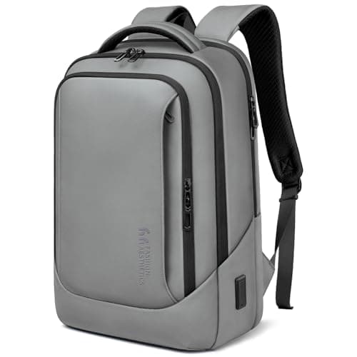 Image of Mens Business Laptop Backpack for 15.6 Inch Large Rucksack with Charging Port Computer Work Bag Durable Anti-Theft Lightweight Laptop Bag Water-Resistant Casual Daypack for Travel Office College-Grey