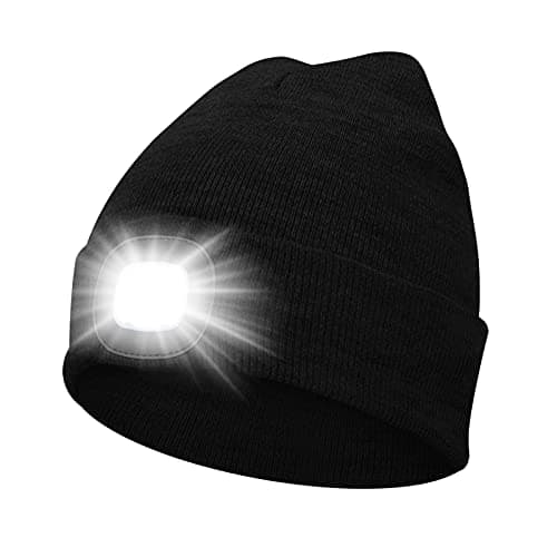 Image of MISERWE Beanie Hat with Light Unisex LED Hat USB Rechargeable Beanie Cap with Light Running Hat Alpine Cap Gift for Men and Women Teens Black