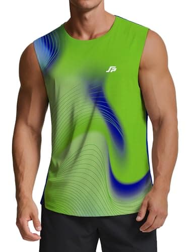 Image of ANGEL CITIZ Men's Running Tank Top Gym Sleeveless T-Shirts Ultra Lightweight Marathon Singlet Training Vest UPF 50+ Green