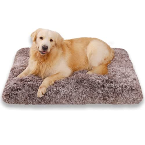 Image of Jaspuriea Medium Dog Bed Washable Dog Crate Mattress Calming Fluffy Anti Anxiety Dog Beds Deluxe Plush Dog Mat with Anti-Slip Bottom,75x50x7cm